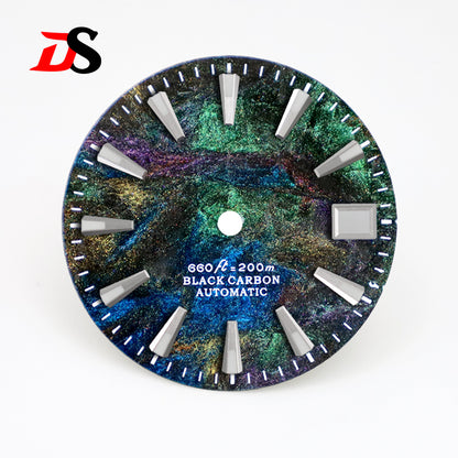 28.5mm Dial Rich Color Lava Texture Carbon Fiber Dial BGW9 C3 Lume for NH35 Movement 3o'clock date