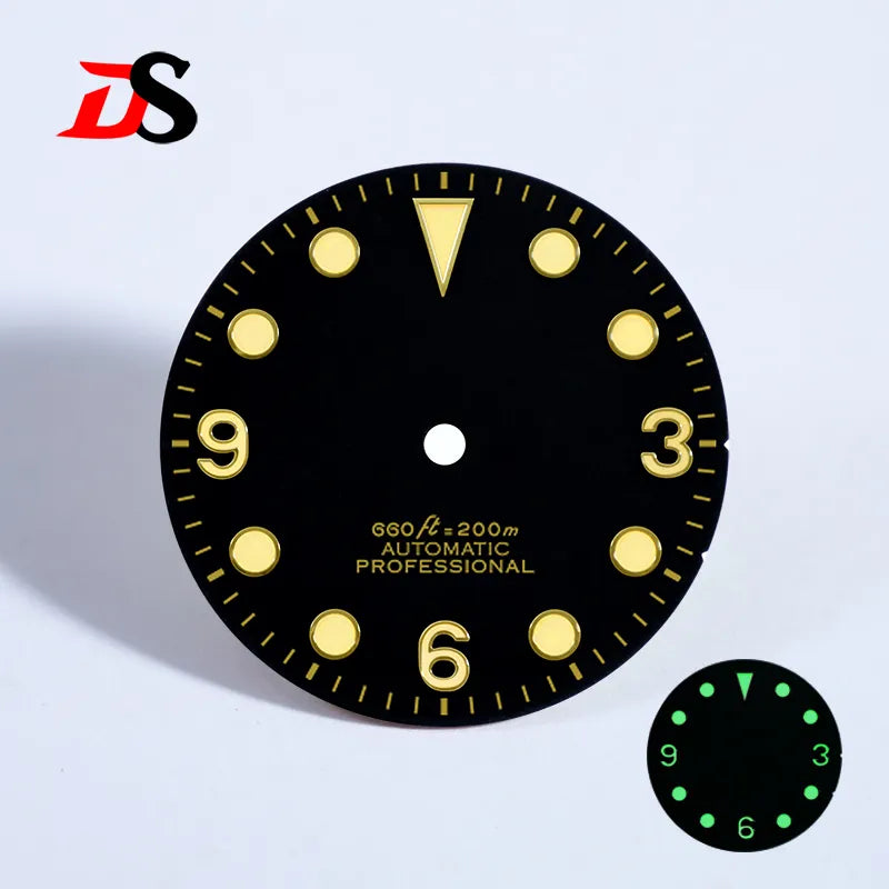 カスタム MOD WATCH NH38 ゴールド　自動巻　手巻　黒　 日差±5秒 369 Matte Dial Black Tudor-style NH38 Movement Green Lume – DSWATCH