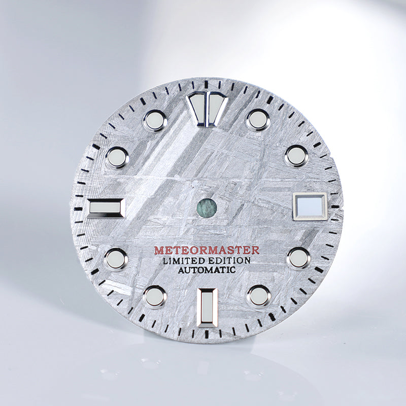 Natural Grey Meteorite Dial Blue Green Lume NH35NH36 28.5mm