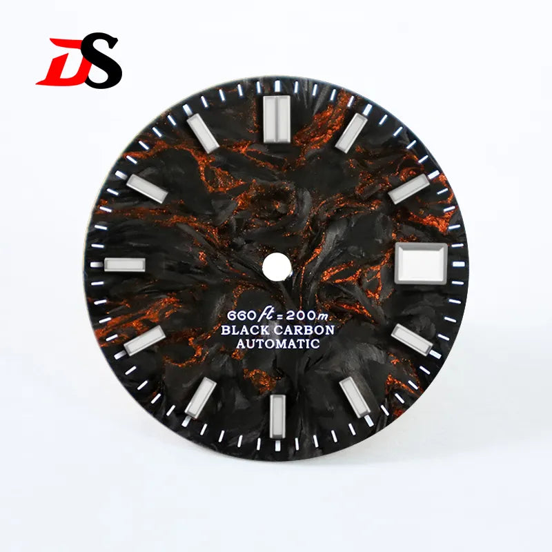 NH35 Dial Lava Carbon Fiber BGW9 Lume for NH38 Movement 28.5MM