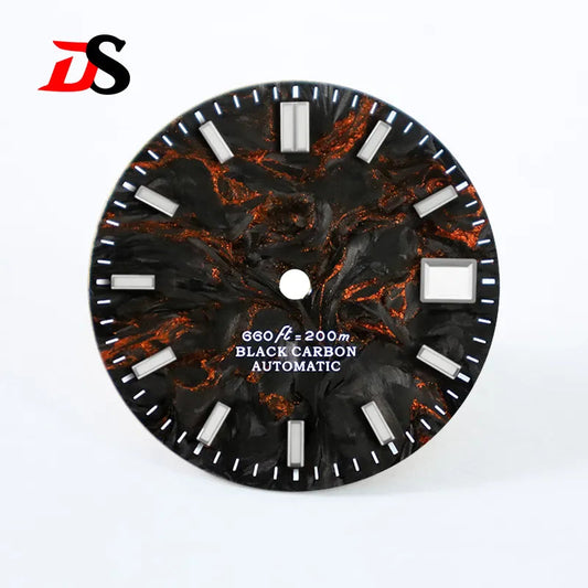 NH35 Dial Lava Carbon Fiber BGW9 Lume for NH38 Movement 28.5MM