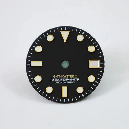 Matte Black Dial Blue Lume NH34 GMT Movement Mod 28.5mm