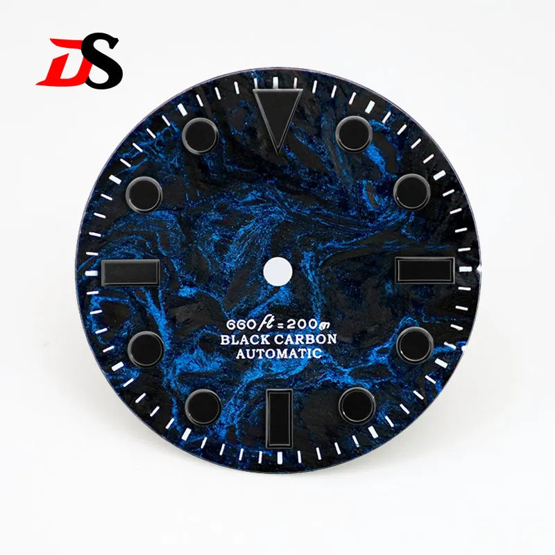 28.5mm Dial YM Index Rich Color Texture Carbon Fiber Dial Black Lume for NH35 Movement No date/3o'clock date