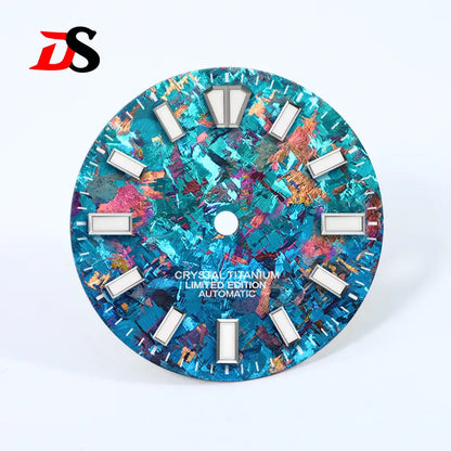 28.5mm Ice Crystal Titanium Dial Blue Lume NH35 Movement