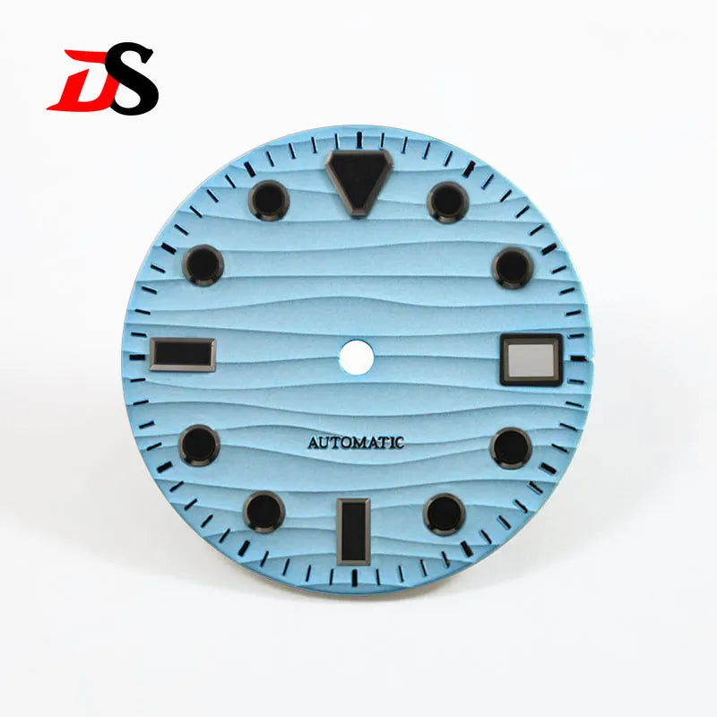 Wave 28.5mm Dial 3 O'clock Date Blue Lume NH35 Movement Black Lume