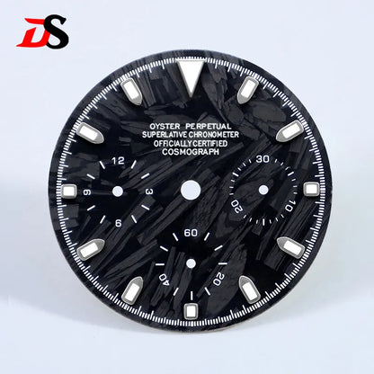 29.5mm Dial Carbon Fiber Blue Lume for VK63 Movement Black Lume