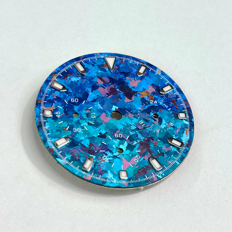 29.5mm Ice Crystal Titanium Dial Suitable for VK63 Movement Blue Lume Watch Accessories