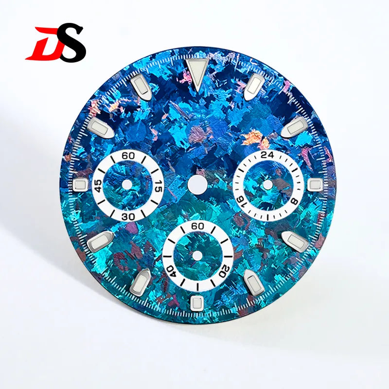 29.5mm Ice Crystal Titanium Dial Suitable for VK63 Movement Blue Lume Watch Accessories