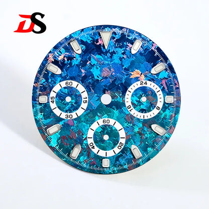 29.5mm Ice Crystal Titanium Dial Suitable for VK63 Movement Blue Lume Watch Accessories