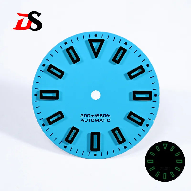 28.5mm Matte Dial Hollow Index Dark Green Lume SKX007 for NH36 Movement 3 O'clock date