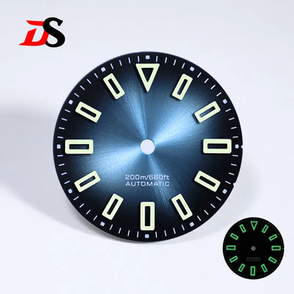 28.5mm Matte Dial Hollow Index Green Lume SKX007 for NH35 Movement