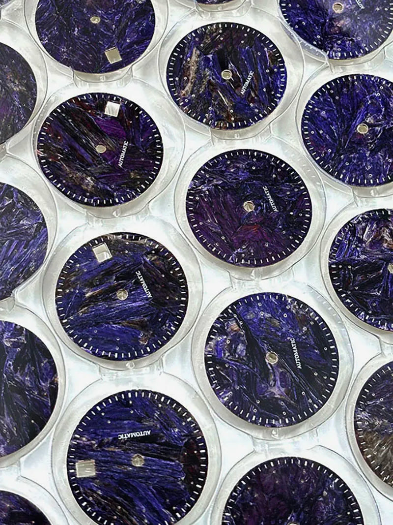 28.5mm Dial Purple Dragon Crystal Natural Purple Stone No Lume NH38 Movement 3 O'clock Date/No Date