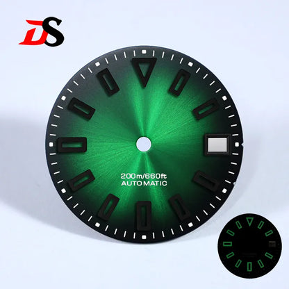 28.5mm Matte Dial Hollow Index Dark Green Lume SKX007 for NH36 Movement 3 O'clock date