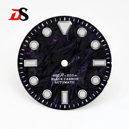 No Date Lava Texture Carbon Fiber Dial Rich Color Blue Lume for NH35 Movement 28.5mm