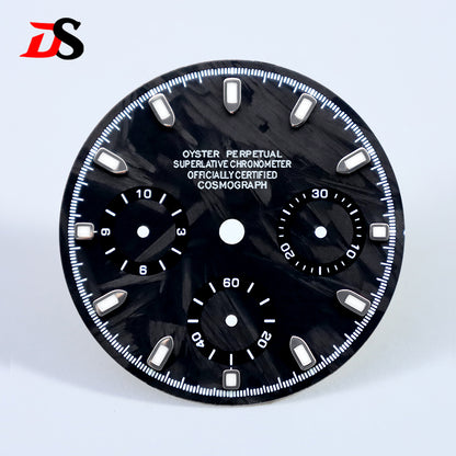 Carbon Fiber Dial Blue Lume for VK63 Movement Black Lume 29.5mm Dial