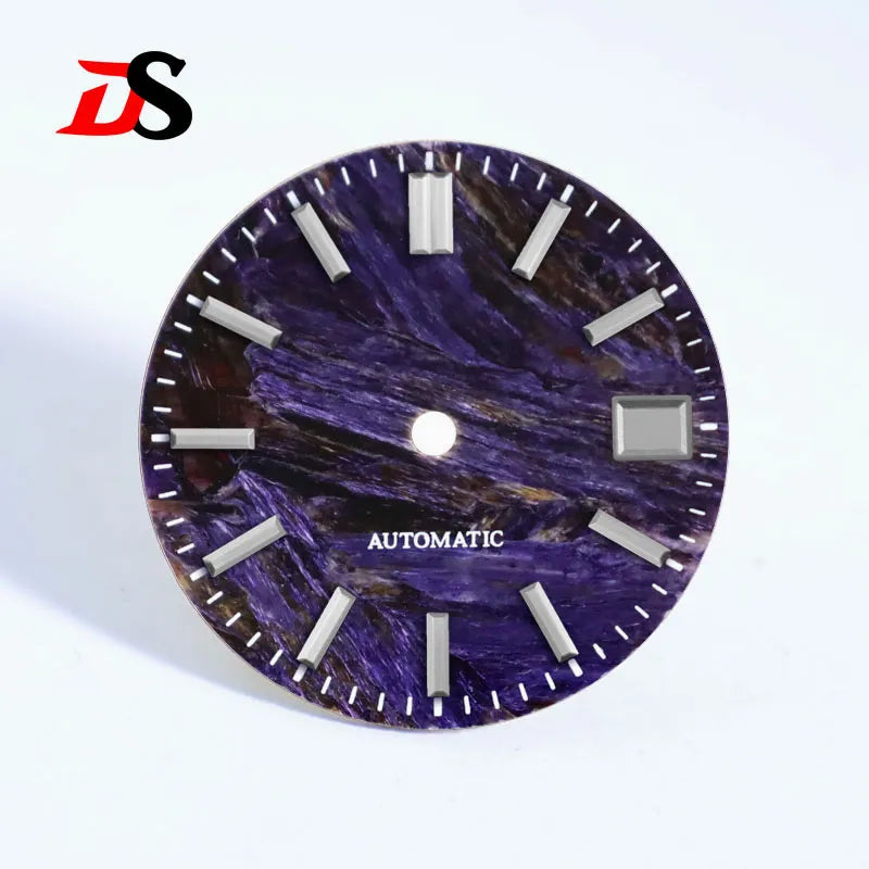 28.5mm Dial Purple Dragon Crystal Natural Purple Stone No Lume NH38 Movement 3 O'clock Date/No Date