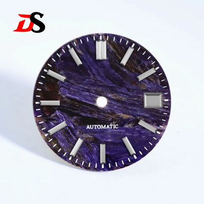 28.5mm Dial Purple Dragon Crystal Natural Purple Stone No Lume NH38 Movement 3 O'clock Date/No Date