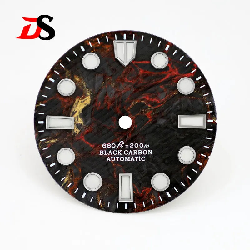 Carbon Fiber Dial Rich Color Lava BWG9 C3 Lume for NH35 Movement 3o'clock Date/No Date 28.5mm