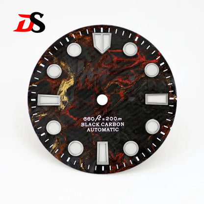Carbon Fiber Dial Rich Color Lava BWG9 C3 Lume for NH35 Movement 3o'clock Date/No Date 28.5mm