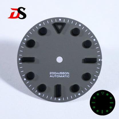 28.5mm Dial Hollow Index Matte Dial Dark Green Lume for NH35 ETA2824/MIYOTA 9015 Movement No Date
