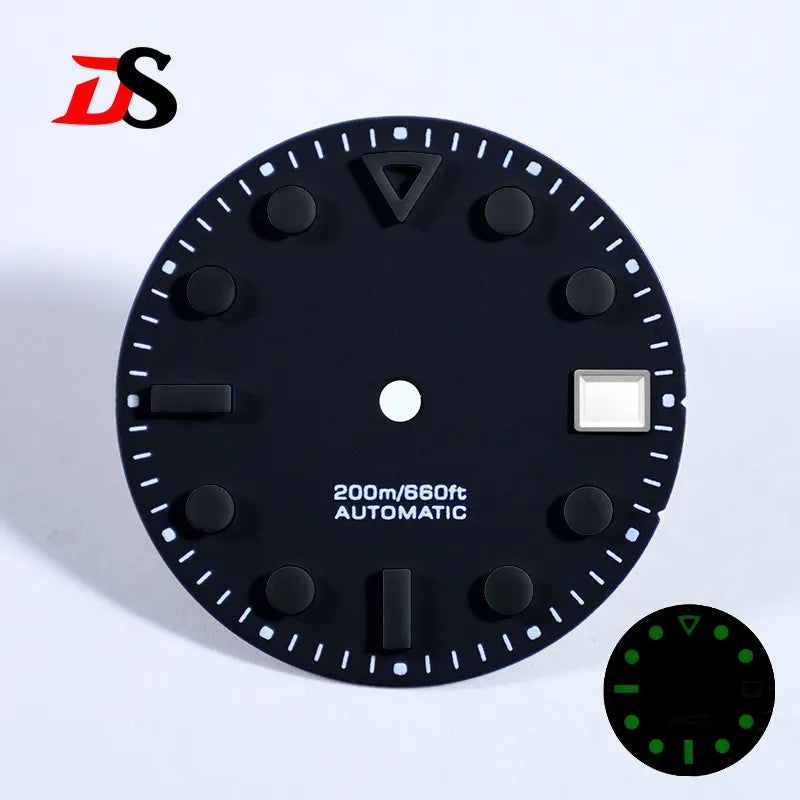 Hollow Index 28.5mm Matte Dial Dark Green Lume for NH35 Movement 3 O'clock Date/no Date