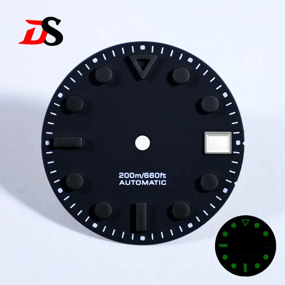 Hollow Index 28.5mm Matte Dial Dark Green Lume for NH35 Movement 3 O'clock Date/no Date