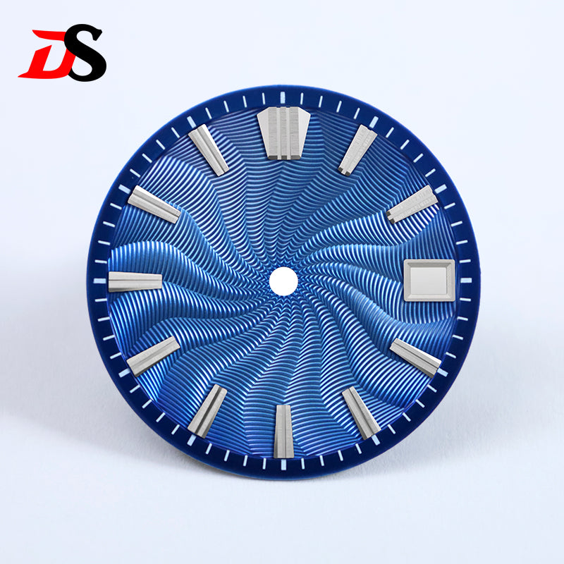 Guilloche 28.5mm  Dial GS MOD Silver Index No Lume Sterile NH35NH34NH38 Movement 3 O'clock /6O'clock /no Date