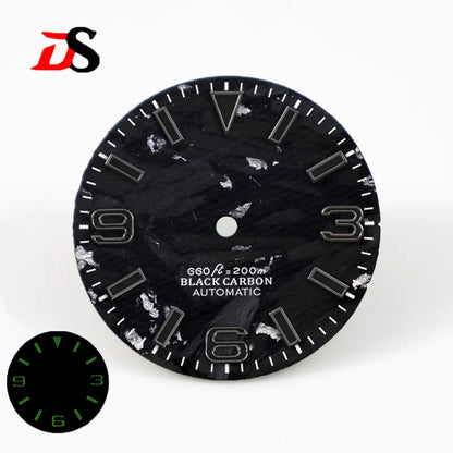 28.5mm Carbon Fiber Dial 369 Dark Green Lume Fit NH35 NH36 Movement