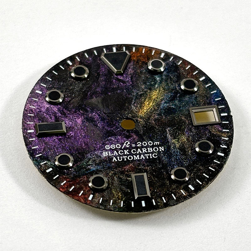 28.5MM Dial Rich Color Lava Carbon Fiber Dial Black Lume High Quality for NH35 Movement No date/3o'clock date