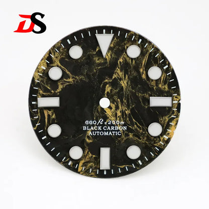 28.5mm dial No Date Rich Color Lava Dial YM Index Carbon Fiber Dial BGW9 C3 Lume for NH35 Movement
