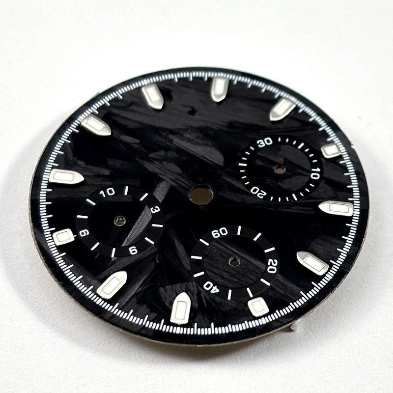 Carbon Fiber Dial Blue Lume for VK63 Movement Black Lume 29.5mm Dial
