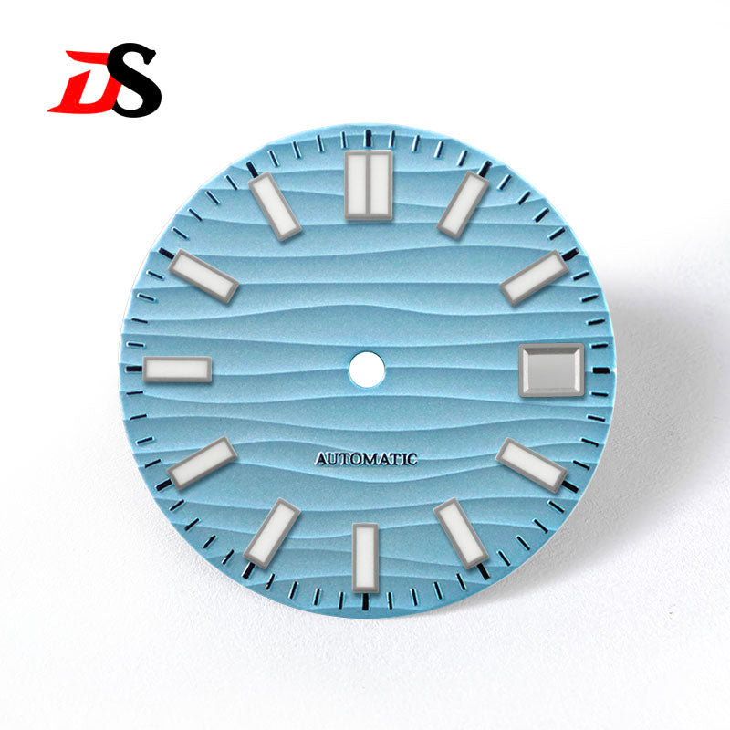 28.5mm Wave Dial 3 O'clock Date Blue Lume NH35 NH34 Movement