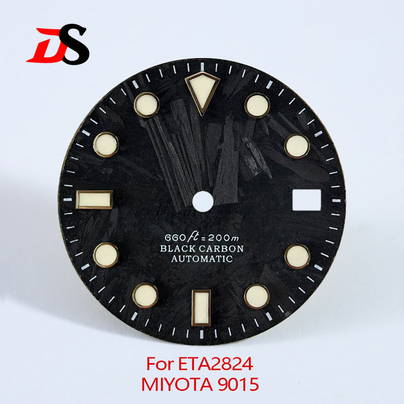 28.5MM Carbon Fiber Diamond Index BGW9 C3 Lume for MIYOTA 9015 /ETA2824 Movement