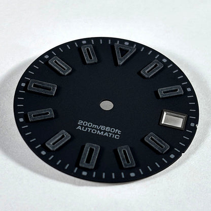 28.5mm Matte Dial Hollow Index Dark Green Lume SKX007 for NH36 Movement 3 O'clock date/No Date Window