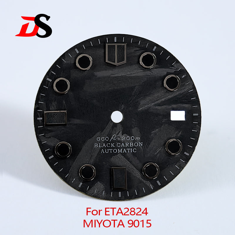 Black Lume 28.5MM Carbon Fiber Dial for MIYOTA 9015 /ETA2824 Movement