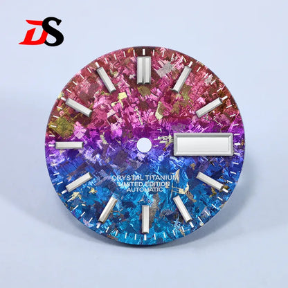 28.5mm Ice Crystal Titanium Dial No Lume for NH35 NH36 Movement Day Date