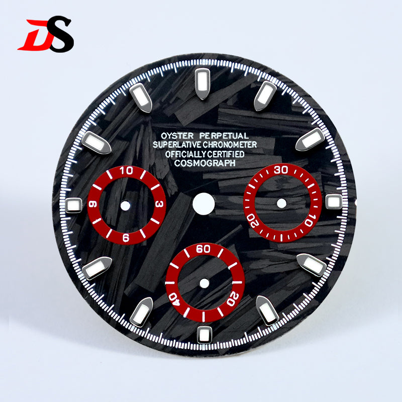 Carbon Fiber Dial Blue Lume for VK63 Movement Black Lume 29.5mm Dial