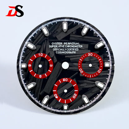 Carbon Fiber Dial Blue Lume for VK63 Movement Black Lume 29.5mm Dial