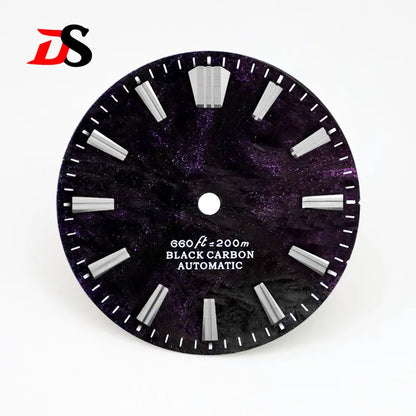 28.5MM Lava Carbon Fiber Dial No Lume Rich Color for NH35NH36 Movement No Date/3o'clock Date