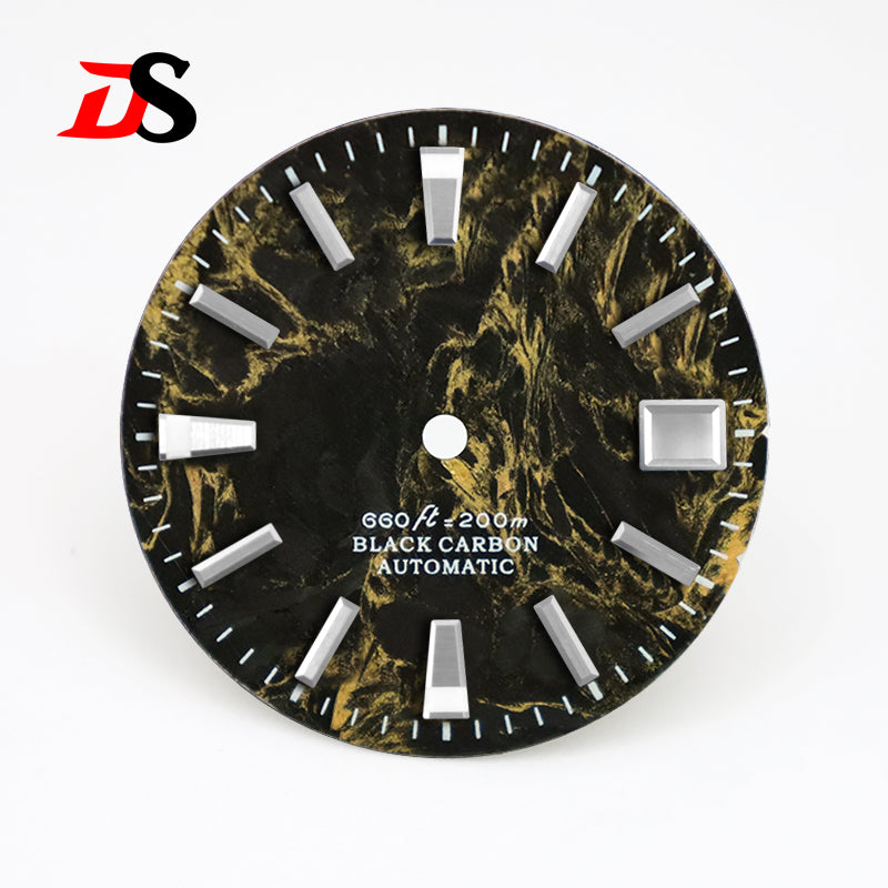 Rich Color Texture Carbon Fiber Dial BGW9 Lume for NH35 Movement 28.5mm Dial No date/3o'clock date