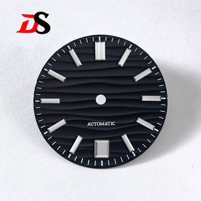 28.5mm Dial Wave Texture No Lume 6 O'clock Date Blue Lume NH35NH36