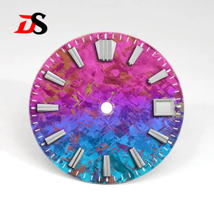 Gradient Sea Blue Watch Dial Crystal Titanium Texture NO Lume NH35 Movement 28.5mm