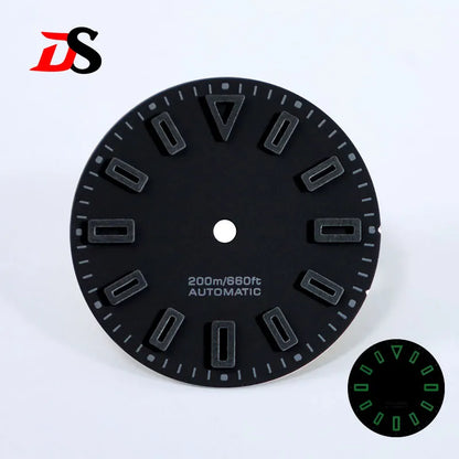 28.5mm Matte Dial Hollow Index Dark Green Lume SKX007 for NH36 Movement 3 O'clock date/No Date Window