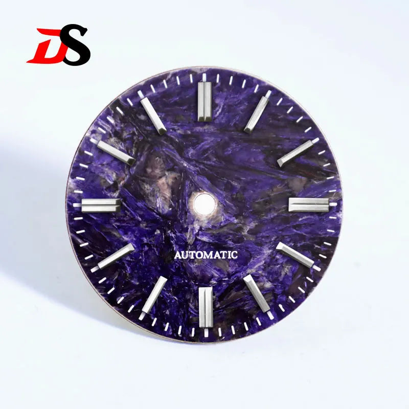 28.5mm Dial Purple Dragon Crystal Natural Purple Stone No Lume NH38 Movement 3 O'clock Date/No Date