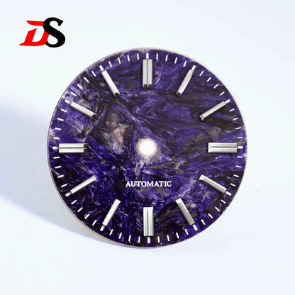 28.5mm Dial Purple Dragon Crystal Natural Purple Stone No Lume NH38 Movement 3 O'clock Date/No Date