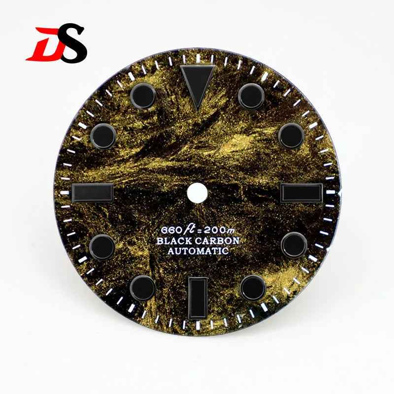 28.5mm Dial YM Index Rich Color Texture Carbon Fiber Dial Black Lume for NH35 Movement No date/3o'clock date