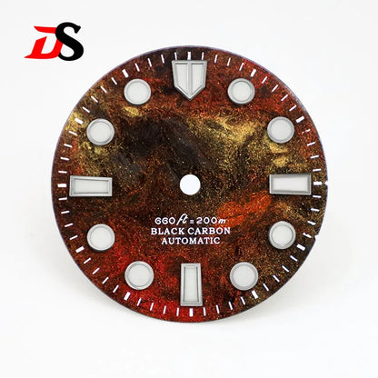 Carbon Fiber Dial Rich Color Lava BWG9 C3 Lume for NH35 Movement 3o'clock Date/No Date 28.5mm