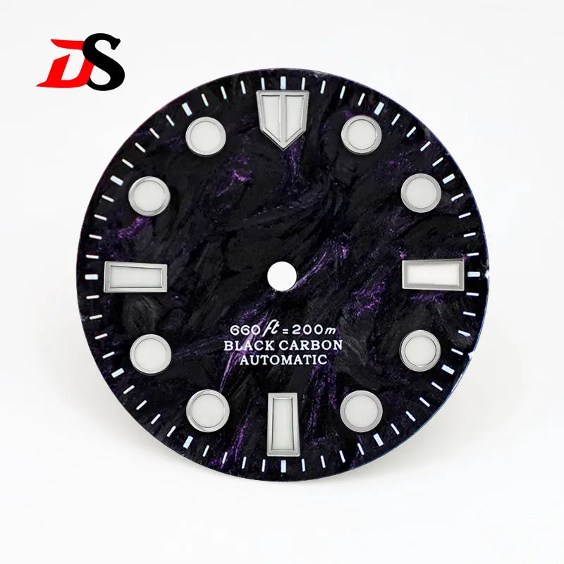 Carbon Fiber Dial Rich Color Lava BWG9 C3 Lume for NH35 Movement 3o'clock Date/No Date 28.5mm