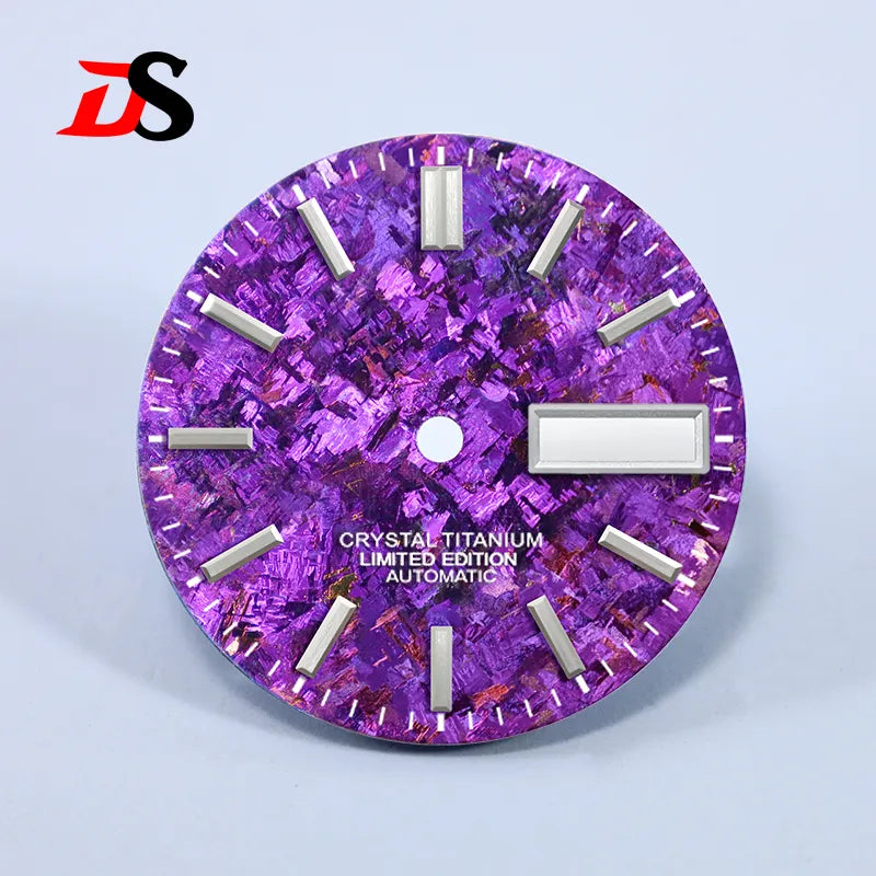 28.5mm Ice Crystal Titanium Dial No Lume for NH35 NH36 Movement Day Date