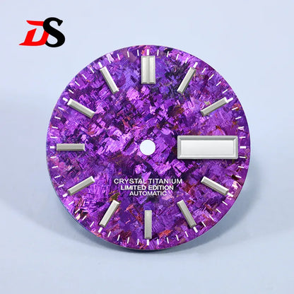 28.5mm Ice Crystal Titanium Dial No Lume for NH35 NH36 Movement Day Date